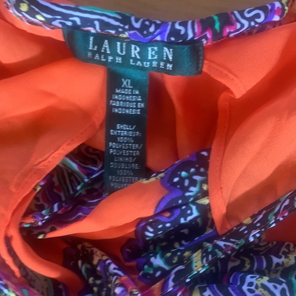 Lauren by Ralph Lauren bright strapless tuxedo ruffle blouse size xl - Picture 3 of 4